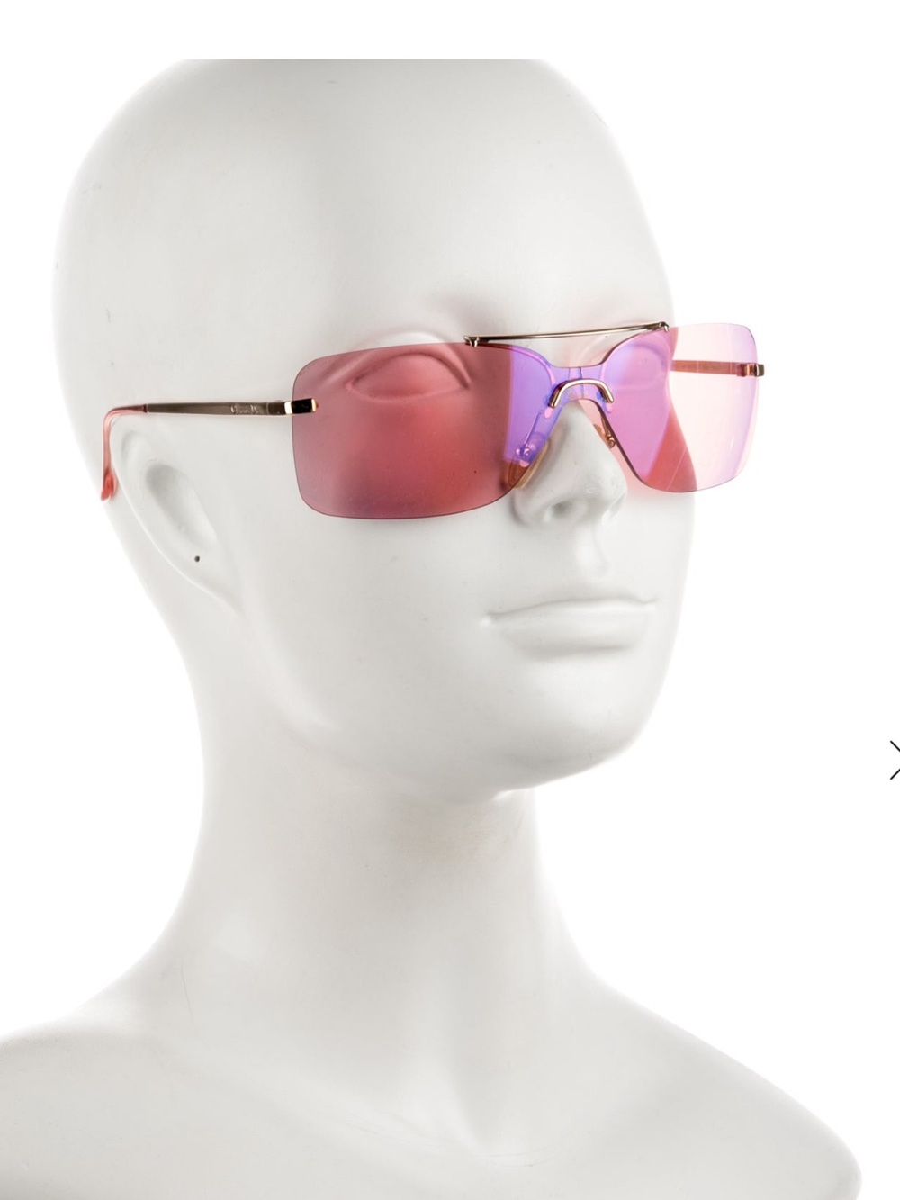 Rare Vintage Mini-Motard Dior Rimless Shield Sunglasses in Pink Gradient